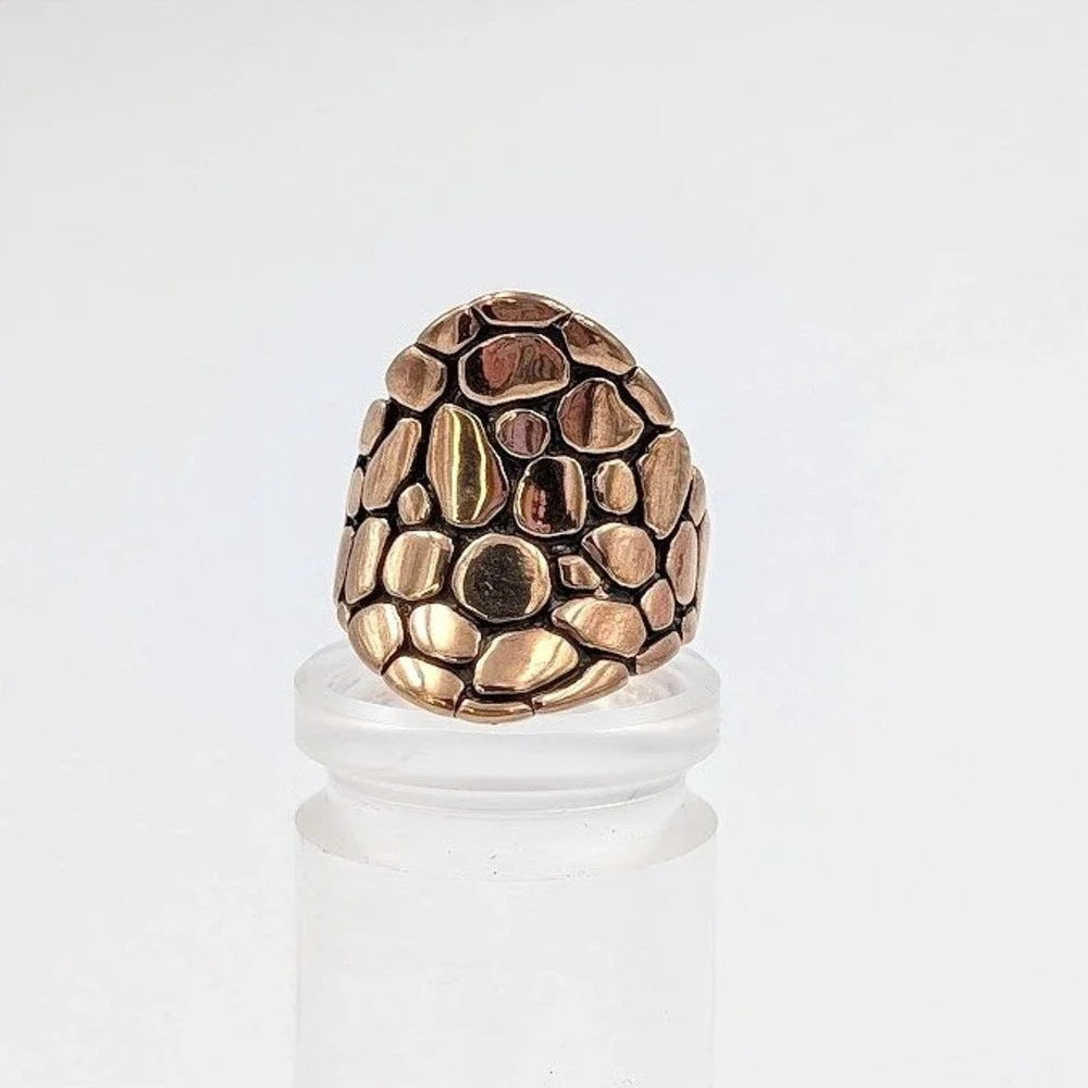 RS Covenant RSC Ring Size 7 Bronze Tone‎ Pebble Statement Chunky Brutalist